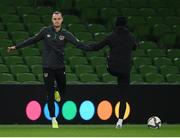 10 November 2021; Will Keane, left, during a Republic of Ireland training session at the Aviva Stadium in Dublin. Photo by Stephen McCarthy/Sportsfile