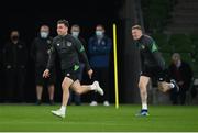10 November 2021; Seamus Coleman, left, and James McClean during a Republic of Ireland training session at the Aviva Stadium in Dublin. Photo by Stephen McCarthy/Sportsfile