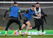 10 November 2021; Callum O’Dowda, centre, and Ryan Manning during a Republic of Ireland training session at the Aviva Stadium in Dublin. Photo by Stephen McCarthy/Sportsfile