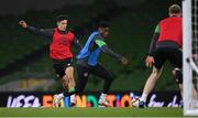 10 November 2021; Chiedozie Ogbene, right, and Jamie McGrath, left, during a Republic of Ireland training session at the Aviva Stadium in Dublin. Photo by Stephen McCarthy/Sportsfile