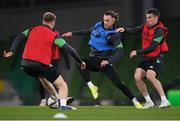 10 November 2021; Will Keane, centre, and Seamus Coleman during a Republic of Ireland training session at the Aviva Stadium in Dublin. Photo by Stephen McCarthy/Sportsfile
