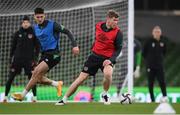 10 November 2021; Nathan Collins, right, and Callum O’Dowda during a Republic of Ireland training session at the Aviva Stadium in Dublin. Photo by Stephen McCarthy/Sportsfile