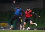 10 November 2021; Josh Cullen, right, and Chiedozie Ogbene during a Republic of Ireland training session at the Aviva Stadium in Dublin. Photo by Stephen McCarthy/Sportsfile