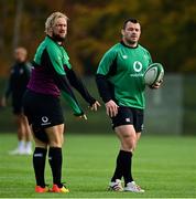 10 November 2021; Andrew Porter, left, and Cian Healy during Ireland rugby squad training at Carton House in Maynooth, Kildare. Photo by Brendan Moran/Sportsfile