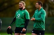 10 November 2021; Andrew Porter, left, and referee Andrew Brace during Ireland rugby squad training at Carton House in Maynooth, Kildare. Photo by Brendan Moran/Sportsfile