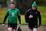 10 November 2021; Peter O'Mahony, left, and Ultane Dillane arrive for Ireland rugby squad training at Carton House in Maynooth, Kildare. Photo by Piaras Ó Mídheach/Sportsfile