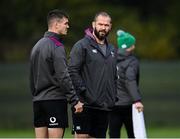 10 November 2021; Head coach Andy Farrell with Jonathan Sexton during Ireland rugby squad training at Carton House in Maynooth, Kildare. Photo by Piaras Ó Mídheach/Sportsfile