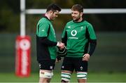 10 November 2021; James Ryan, left, and Iain Henderson during Ireland rugby squad training at Carton House in Maynooth, Kildare. Photo by Piaras Ó Mídheach/Sportsfile