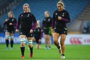 11 November 2021; Sene Naoupu, right, and Edel McMahon during the Ireland women's captain's run at RDS Arena in Dublin. Photo by Harry Murphy/Sportsfile