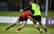 11 November 2021; Luke Jacobson, left, tackles Sam Cane during a New Zealand All Blacks rugby squad training at UCD Bowl in Dublin. Photo by Sam Barnes/Sportsfile
