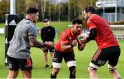 11 November 2021; Codie Taylor, left, Ardie Savea and Sam Whitelock during a New Zealand All Blacks rugby squad training at UCD Bowl in Dublin. Photo by Sam Barnes/Sportsfile