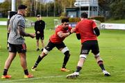 11 November 2021; Codie Taylor, left, Ardie Savea and Sam Whitelock during a New Zealand All Blacks rugby squad training at UCD Bowl in Dublin. Photo by Sam Barnes/Sportsfile