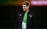 11 November 2021; Nathan Collins of Republic of Ireland before the FIFA World Cup 2022 qualifying group A match between Republic of Ireland and Portugal at the Aviva Stadium in Dublin. Photo by Stephen McCarthy/Sportsfile