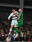 11 November 2021; Cristiano Ronaldo of Portugal in action against Shane Duffy of Republic of Ireland during the FIFA World Cup 2022 qualifying group A match between Republic of Ireland and Portugal at the Aviva Stadium in Dublin. Photo by Eóin Noonan/Sportsfile