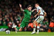 11 November 2021; Jeff Hendrick of Republic of Ireland in action against Joao Palhinha of Portugal during the FIFA World Cup 2022 qualifying group A match between Republic of Ireland and Portugal at the Aviva Stadium in Dublin. Photo by Eóin Noonan/Sportsfile