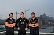 12 November 2021; New Zealand rugby internationals Anton Lienert-Brown, Will Jordan and Ardie Savea pictured at AIG’s offices in Dublin City Centre. They were taking part in a special live stream event with Dublin GAA players about diversity, equality and inclusion as part of AIG’s #EffortIsEqual campaign. Photo by Harry Murphy/Sportsfile