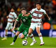 11 November 2021; Matheus Nunes of Portugal in action against Jeff Hendrick of Republic of Ireland during the FIFA World Cup 2022 qualifying group A match between Republic of Ireland and Portugal at the Aviva Stadium in Dublin. Photo by Stephen McCarthy/Sportsfile