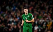 11 November 2021; John Egan of Republic of Ireland during the FIFA World Cup 2022 qualifying group A match between Republic of Ireland and Portugal at the Aviva Stadium in Dublin. Photo by Stephen McCarthy/Sportsfile