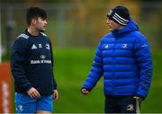 12 November 2021; Chris Cosgrave of Leinster speaks with Leinster backs coach Felipe Contepomi before the A Interprovincial match between Ulster A and Leinster A at Banbridge RFC in Banbridge, Down. Photo by Harry Murphy/Sportsfile