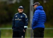 12 November 2021; Leinster elite player development officer Simon Broughton speaks with contact skills coach Denis Leamy before the A Interprovincial match between Ulster A and Leinster A at Banbridge RFC in Banbridge, Down. Photo by Harry Murphy/Sportsfile