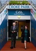 12 November 2021; Shadow Secretary of State for Northern Ireland and Labour MP Louise Haigh, and Uachtarán Chumann Lúthchleas Gael Larry McCarthy during a visit to Croke Park in Dublin. Photo by Ramsey Cardy/Sportsfile