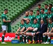 12 November 2021; Team captain Jonathan Sexton makes a presentation to outgoing IRFU chief executive Philip Browne before the Ireland captain's run at Aviva Stadium in Dublin. Photo by Brendan Moran/Sportsfile