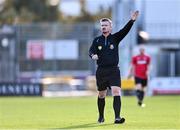 30 October 2021; Referee Andrew Cleary during the President's junior cup final match between Fairview Rangers and Willowbank FC at Tallaght Stadium in Dublin. Photo by Piaras Ó Mídheach/Sportsfile