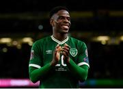 11 November 2021; Chiedozie Ogbene of Republic of Ireland following the FIFA World Cup 2022 qualifying group A match between Republic of Ireland and Portugal at the Aviva Stadium in Dublin. Photo by Stephen McCarthy/Sportsfile
