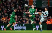 11 November 2021; Seamus Coleman of Republic of Ireland in action against Cristiano Ronaldo of Portugal during the FIFA World Cup 2022 qualifying group A match between Republic of Ireland and Portugal at the Aviva Stadium in Dublin. Photo by Stephen McCarthy/Sportsfile