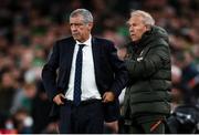 11 November 2021; Portugal manager Fernando Santos and his assistant Ilidio Vale, right, during the FIFA World Cup 2022 qualifying group A match between Republic of Ireland and Portugal at the Aviva Stadium in Dublin. Photo by Stephen McCarthy/Sportsfile