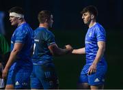 12 November 2021; Charlie Tector, right, and Scott Penny of Leinster embrace after their side's victory in the A Interprovincial match between Ulster A and Leinster A at Banbridge RFC in Banbridge, Down. Photo by Harry Murphy/Sportsfile