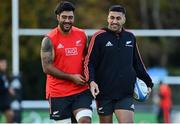 12 November 2021; Akira Ioane, left, and Rieko Ioane during New Zealand captain's run at the UCD Bowl in Dublin. Photo by Brendan Moran/Sportsfile