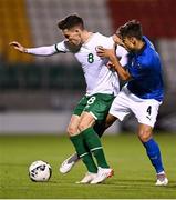12 November 2021; Conor Noss of Republic of Ireland in action against Samuele Ricci of Italy during the UEFA European U21 Championship qualifying group A match between Republic of Ireland and Italy at Tallaght Stadium in Dublin. Photo by Piaras Ó Mídheach/Sportsfile
