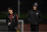 12 November 2021; Anto Breslin, left, and Georgie Kelly of Bohemians before the SSE Airtricity League Premier Division match between Bohemians and Shamrock Rovers at Dalymount Park in Dublin. Photo by Ramsey Cardy/Sportsfile