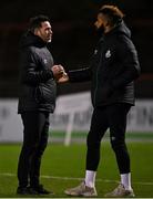 12 November 2021; Shamrock Rovers manager Stephen Bradley, left, and Barry Cotter before the SSE Airtricity League Premier Division match between Bohemians and Shamrock Rovers at Dalymount Park in Dublin. Photo by Seb Daly/Sportsfile