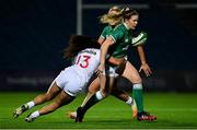 12 November 2021; Lauren Delany of Ireland is tackled by Amy Talei Bonté of USA during the Autumn Test Series match between Ireland and USA at RDS Arena in Dublin. Photo by Brendan Moran/Sportsfile