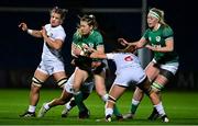 12 November 2021; Lauren Delany of Ireland is tackled by Amy Talei Bonté and Rachel Ehrecke of USA during the Autumn Test Series match between Ireland and USA at RDS Arena in Dublin. Photo by Brendan Moran/Sportsfile
