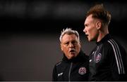 12 November 2021; Bohemians manager Keith Long, left, and Ciarán Kelly before the SSE Airtricity League Premier Division match between Bohemians and Shamrock Rovers at Dalymount Park in Dublin. Photo by Seb Daly/Sportsfile