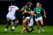 12 November 2021; Alisa Hughes of Ireland is tackled by Alycia Washington and Rachel Johnson of USA during the Autumn Test Series match between Ireland and USA at RDS Arena in Dublin. Photo by Brendan Moran/Sportsfile
