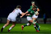 12 November 2021; Edel McMahon of Ireland is tackled by Catie Benson of USA during the Autumn Test Series match between Ireland and USA at RDS Arena in Dublin. Photo by Brendan Moran/Sportsfile