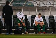 12 November 2021; Republic of Ireland players Jake O'Brien, right, and Lee O'Connor after their side's defeat in the UEFA European U21 Championship qualifying group A match between Republic of Ireland and Italy at Tallaght Stadium in Dublin. Photo by Piaras Ó Mídheach/Sportsfile