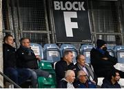 12 November 2021; In attendance are, from left, Dundalk head coach Vinny Perth, Warrenpoint Town FC first team coach John Gill, former Republic of Ireland goalkeeper Packie Bonner and former Republic of Ireland manager Brian Kerr at the UEFA European U21 Championship qualifying group A match between Republic of Ireland and Italy at Tallaght Stadium in Dublin. Photo by Piaras Ó Mídheach/Sportsfile