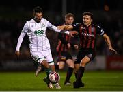 12 November 2021; Danny Mandroiu of Shamrock Rovers in action against Keith Buckley of Bohemians during the SSE Airtricity League Premier Division match between Bohemians and Shamrock Rovers at Dalymount Park in Dublin. Photo by Ramsey Cardy/Sportsfile