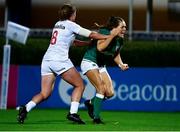 12 November 2021; Beibhinn Parsons of Ireland celebrates after scoring her side's first try during the Autumn Test Series match between Ireland and USA at RDS Arena in Dublin. Photo by Brendan Moran/Sportsfile