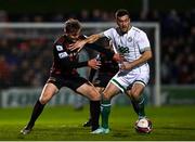 12 November 2021; Aaron Greene of Shamrock Rovers in action against Conor Levingston of Bohemians during the SSE Airtricity League Premier Division match between Bohemians and Shamrock Rovers at Dalymount Park in Dublin. Photo by Ramsey Cardy/Sportsfile