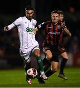 12 November 2021; Danny Mandroiu of Shamrock Rovers in action against Keith Buckley of Bohemians during the SSE Airtricity League Premier Division match between Bohemians and Shamrock Rovers at Dalymount Park in Dublin. Photo by Ramsey Cardy/Sportsfile