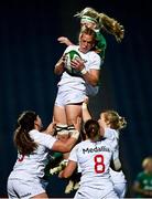 12 November 2021; Rachel Ehrecke of USA wins a lineout from Sam Monaghan of Ireland during the Autumn Test Series match between Ireland and USA at RDS Arena in Dublin. Photo by Brendan Moran/Sportsfile