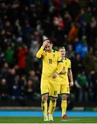 12 November 2021; Fedor Cernych of Lithuania reacts after his side concede their first goal during the FIFA World Cup 2022 qualifying group C match between Northern Ireland and Lithuania at National Football Stadium, Windsor Park in Belfast. Photo by David Fitzgerald/Sportsfile
