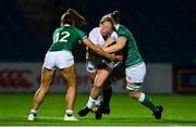 12 November 2021; Kate Zackary of USA is tackled by Sene Naoupu and Ciara Griffin of Ireland during the Autumn Test Series match between Ireland and USA at RDS Arena in Dublin. Photo by Brendan Moran/Sportsfile