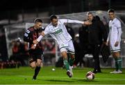 12 November 2021; Graham Burke of Shamrock Rovers in action against Tyreke Wilson of Bohemians during the SSE Airtricity League Premier Division match between Bohemians and Shamrock Rovers at Dalymount Park in Dublin. Photo by Ramsey Cardy/Sportsfile